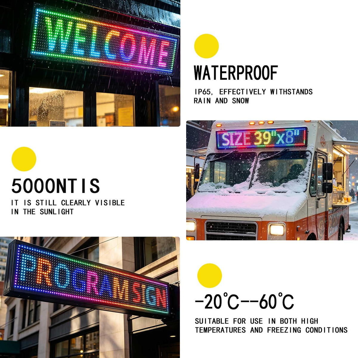 HS Programmable Scrolling Led sign Outdoor Digital Open Neon P10 39''x14''