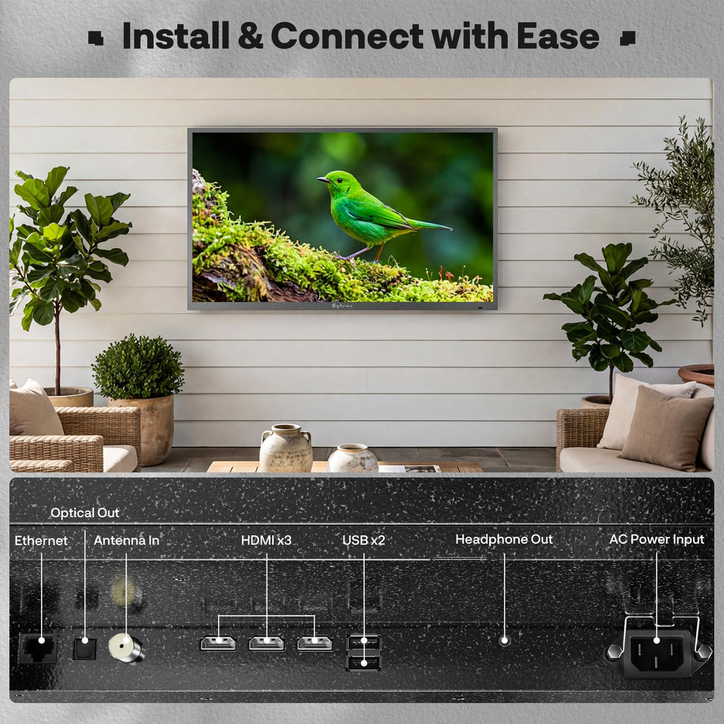 SYLVOX 75" QLED Outdoor TV, Smart Google TV, Anti-Glare 4K UHD, Dolby Atmos