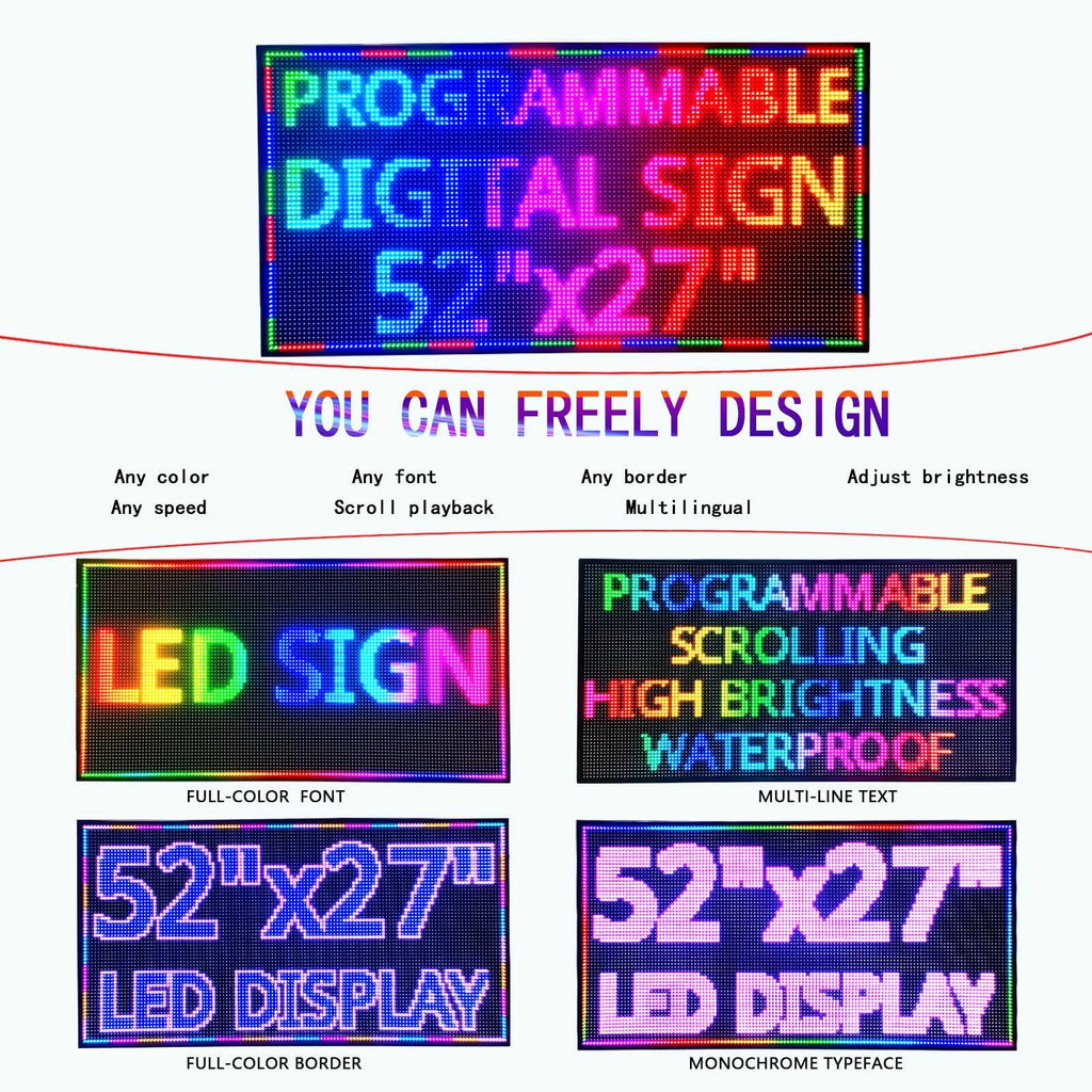 Led Sign Outdoor Programmable Scrolling Digital Open Neon P10 39''x14''