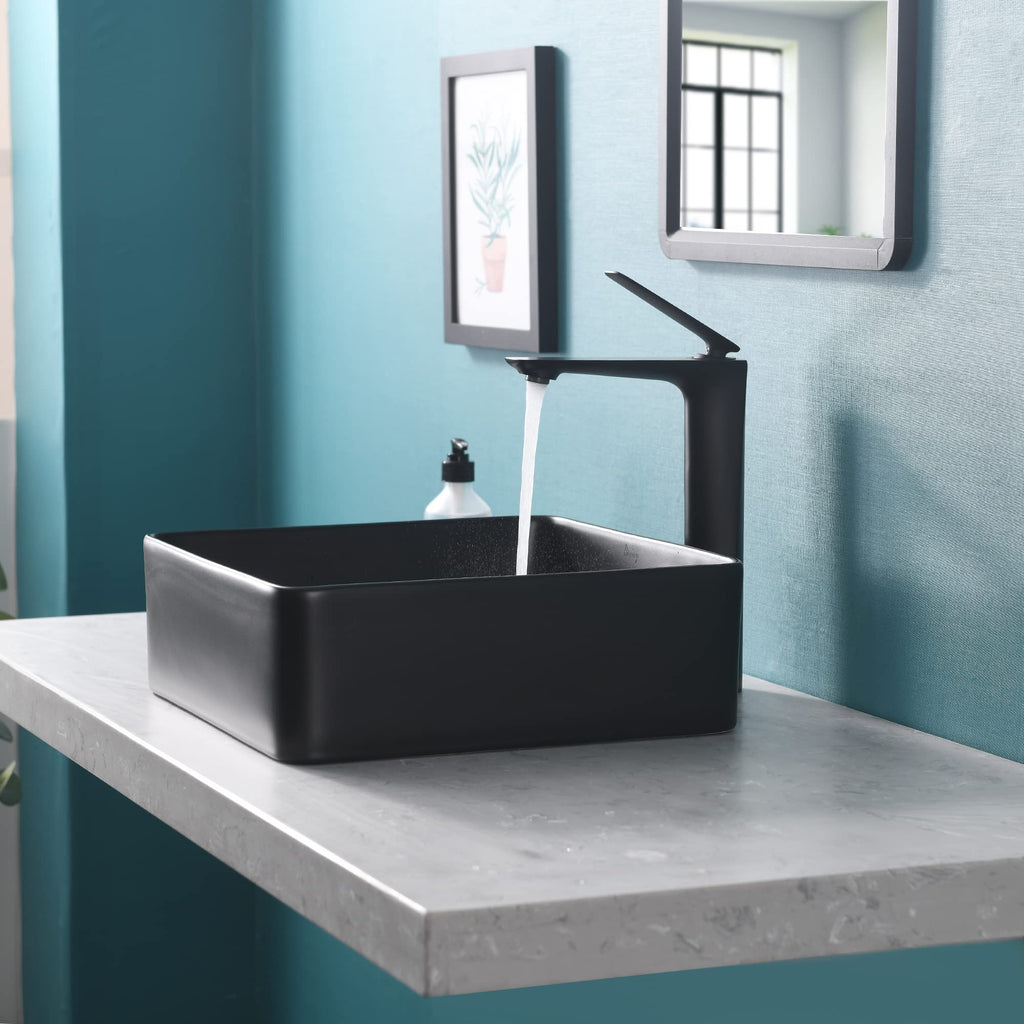 Davivy 24.5'' X 13.8'' Large Matte Black Oval Vessel Sink with Pop Up Drain,Bathroom Sinks Above Counter,Black Vessel Sink with Gold Trim,Ceramic Vessel Sinks for Bathrooms (Large)