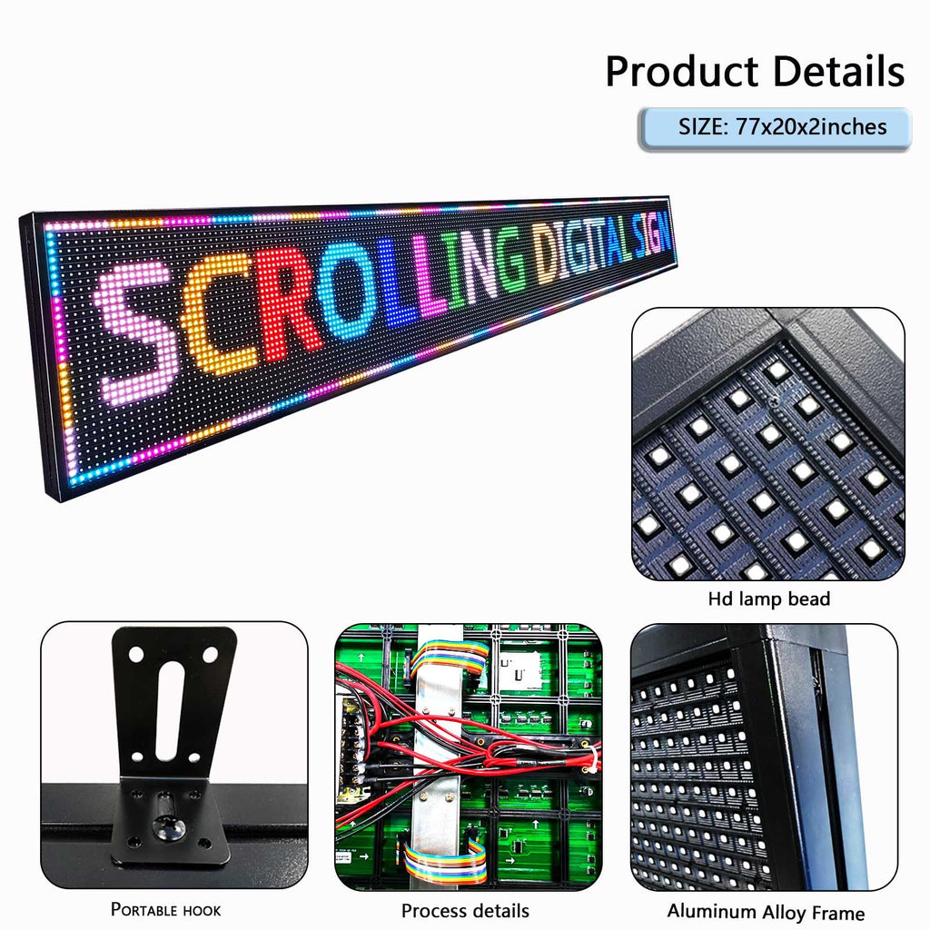 Led Sign Outdoor Programmable Scrolling Digital Open Neon P6 40''x17''