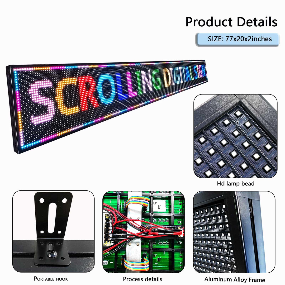 Led Sign Outdoor Programmable Scrolling Digital Open Neon P6 40''x17''