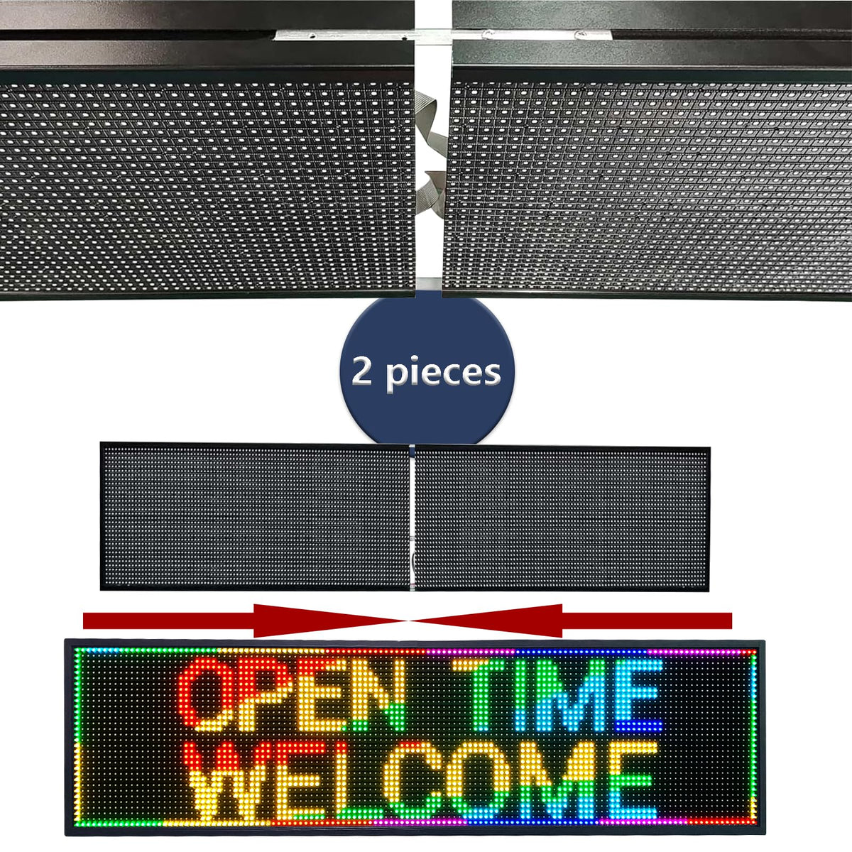P10 39"x14" Double-Sides LED Advertising Sign Outdoor Digital Billboard with High Brightness, WiFi Programmable for Stores, HD Image/Text Display, Weatherproof & Energy Efficient