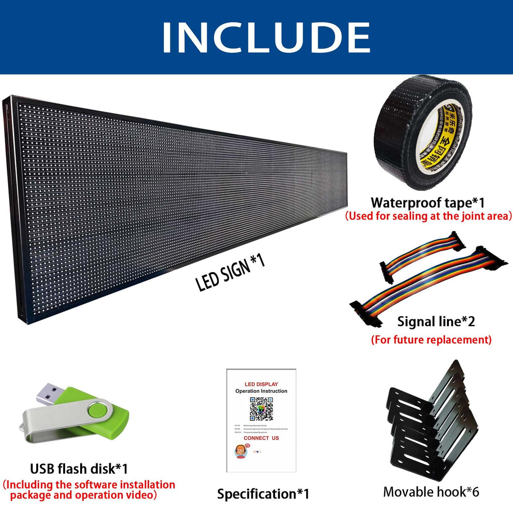 HS Programmable Scrolling Led sign Outdoor Digital Open Neon P10 39''x14''