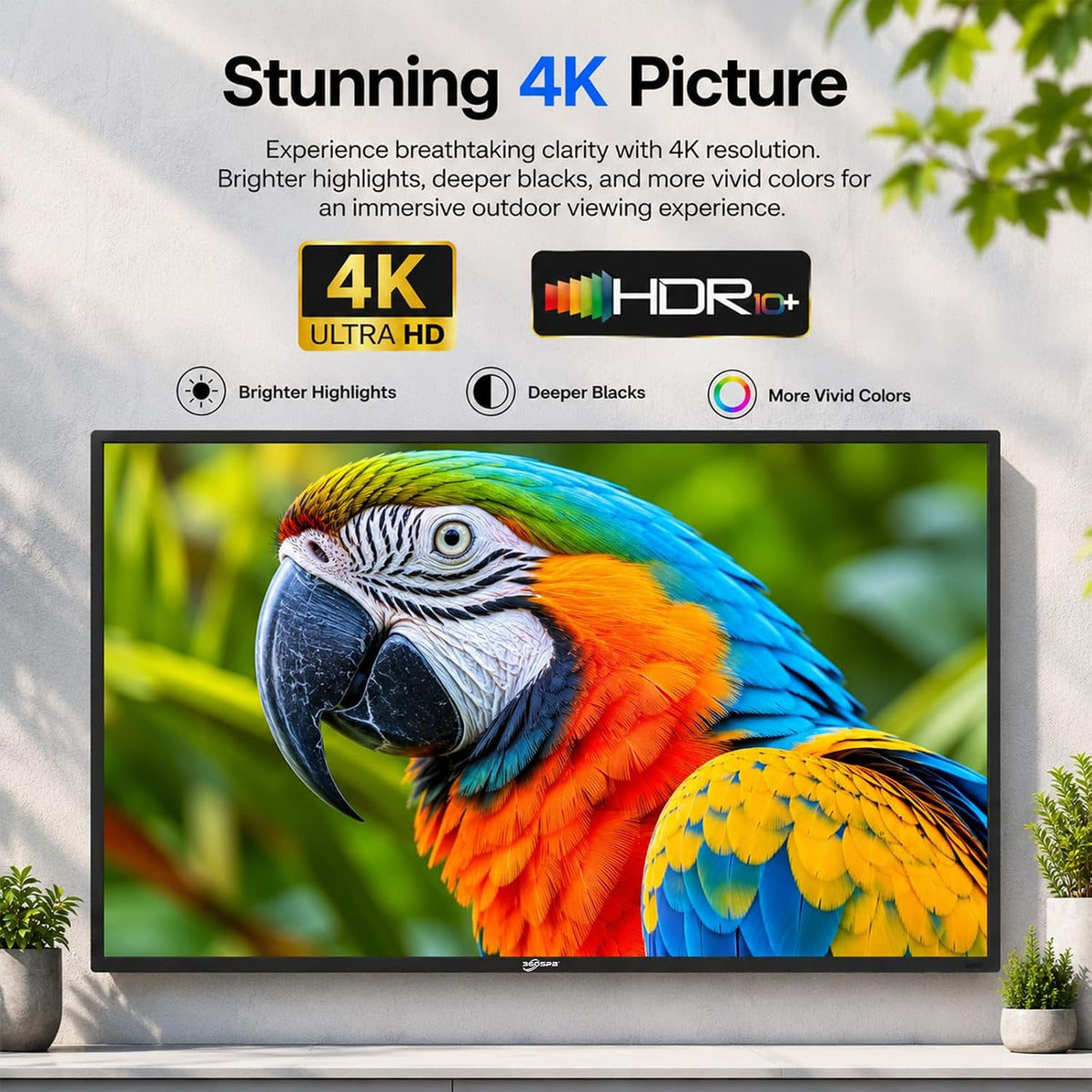 65Inch Outdoor TV, 4K Waterproof Outside TV, 1000nits Ultra-High Outdoor Television, IP65 Waterproof TV,Smart TVs with Voice Assistant Remote
