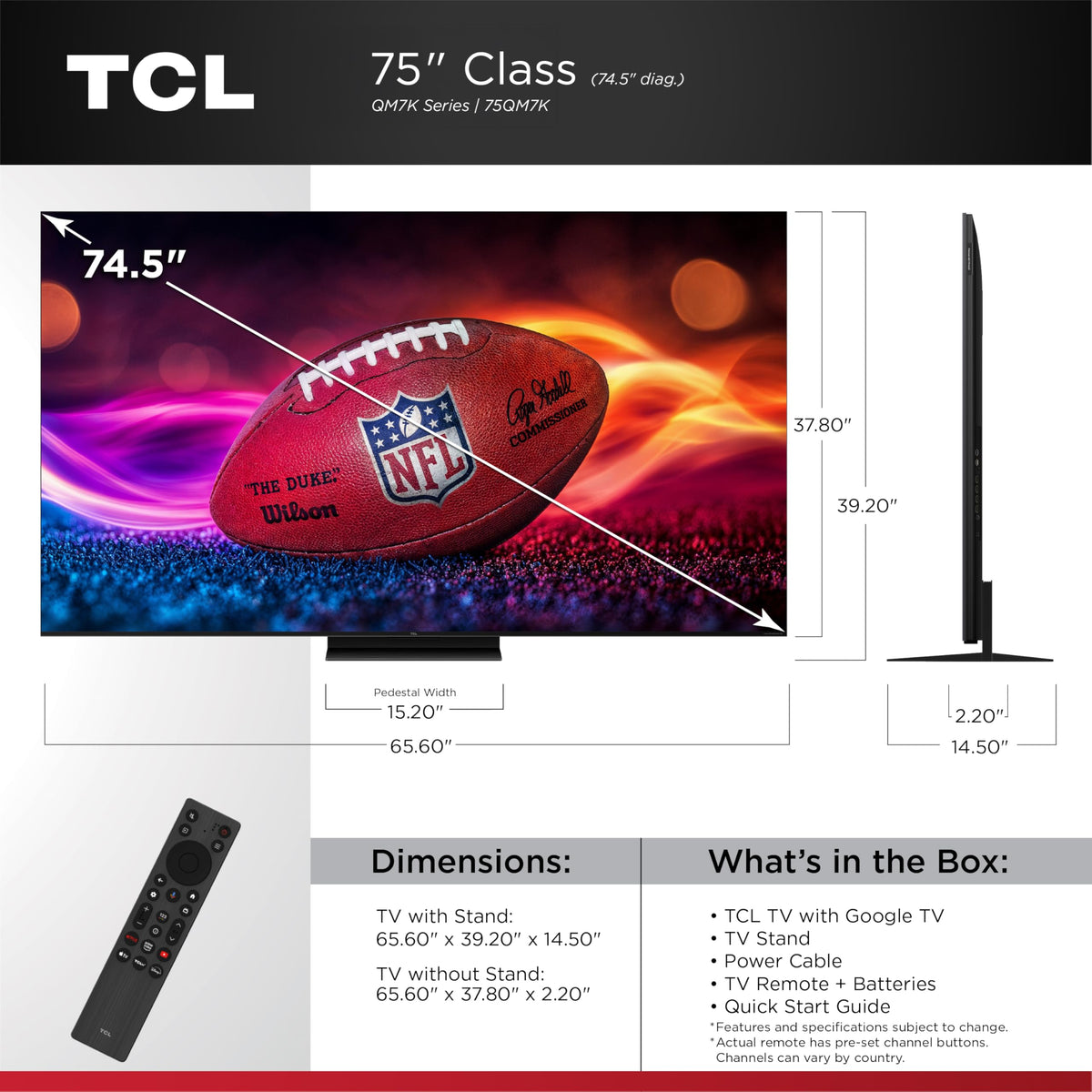 TCL 115-Inch QM7K QLED 4K Smart QD-Mini LED TV (Renewed)