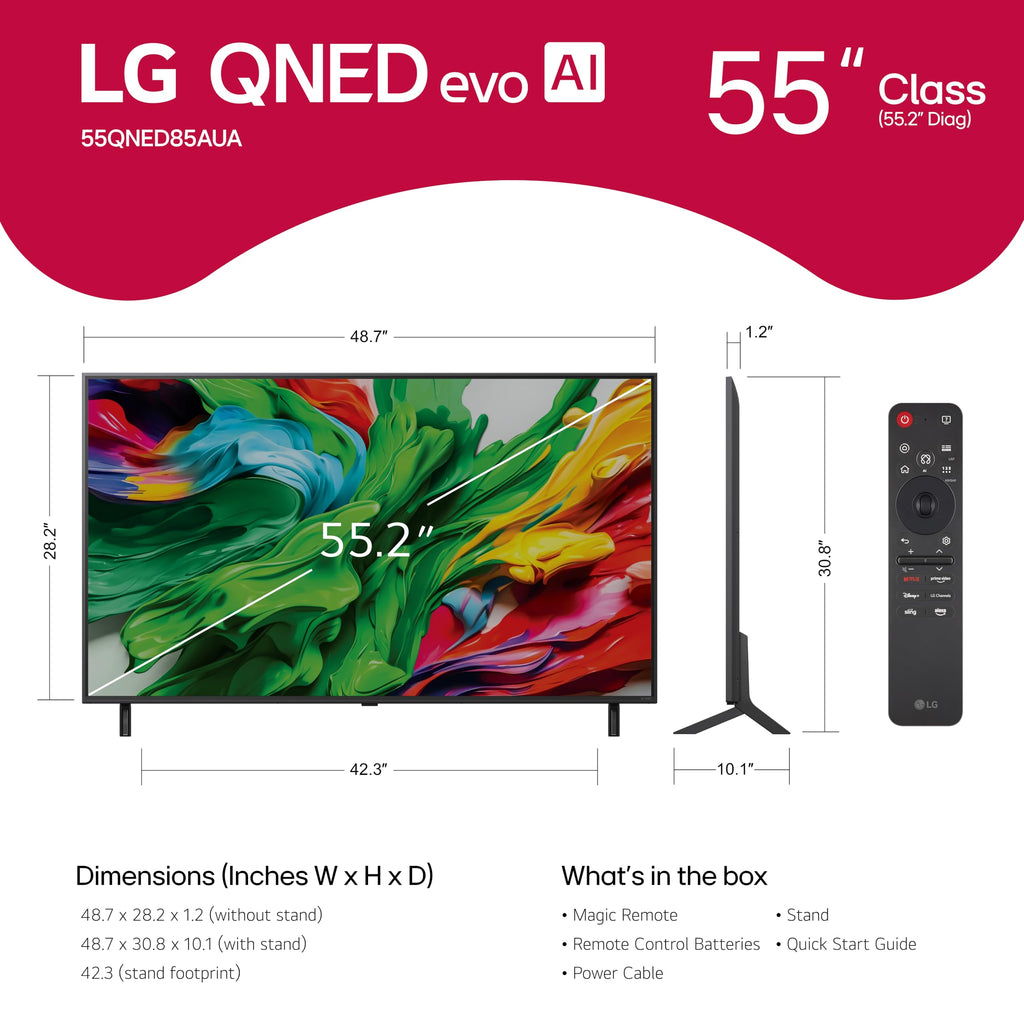 LG 86-Inch Class QNED evo AI QNED85A Series Mini LED 4K Smart TV w/AI Picture, Sound, Super Upscaling 4K, HDR10, Filmmaker Mode, Wow Orchestra, Alexa Built-in (86QNED85AUA, 2025)