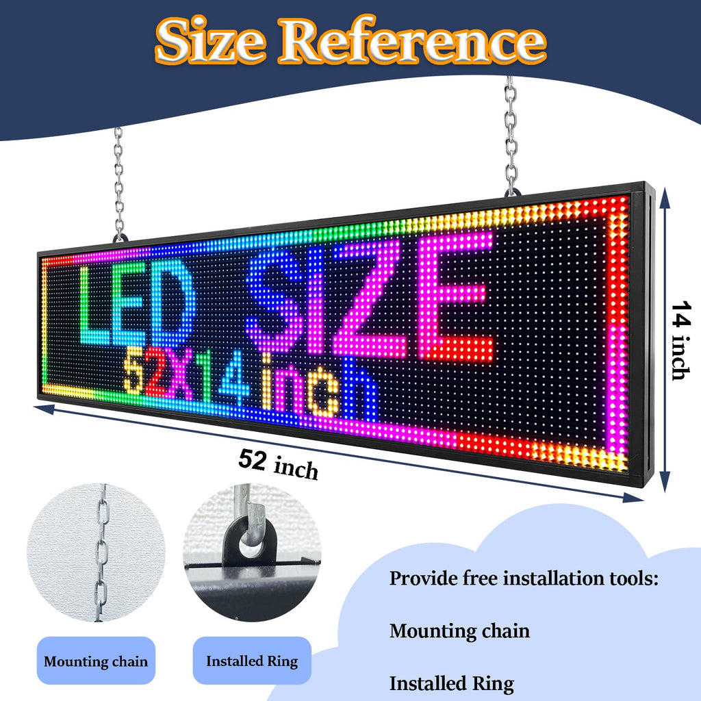 P10 39"x14" Double-Sides LED Advertising Sign Outdoor Digital Billboard with High Brightness, WiFi Programmable for Stores, HD Image/Text Display, Weatherproof & Energy Efficient