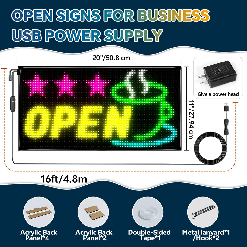 Rayhome 58''x8'' Large Multiple Programmable LED Sign, Full Color Bright Scrolling LED Signs, Bluetooth APP Control Custom Text Pattern Animation digital Display for Store Hotel Bar