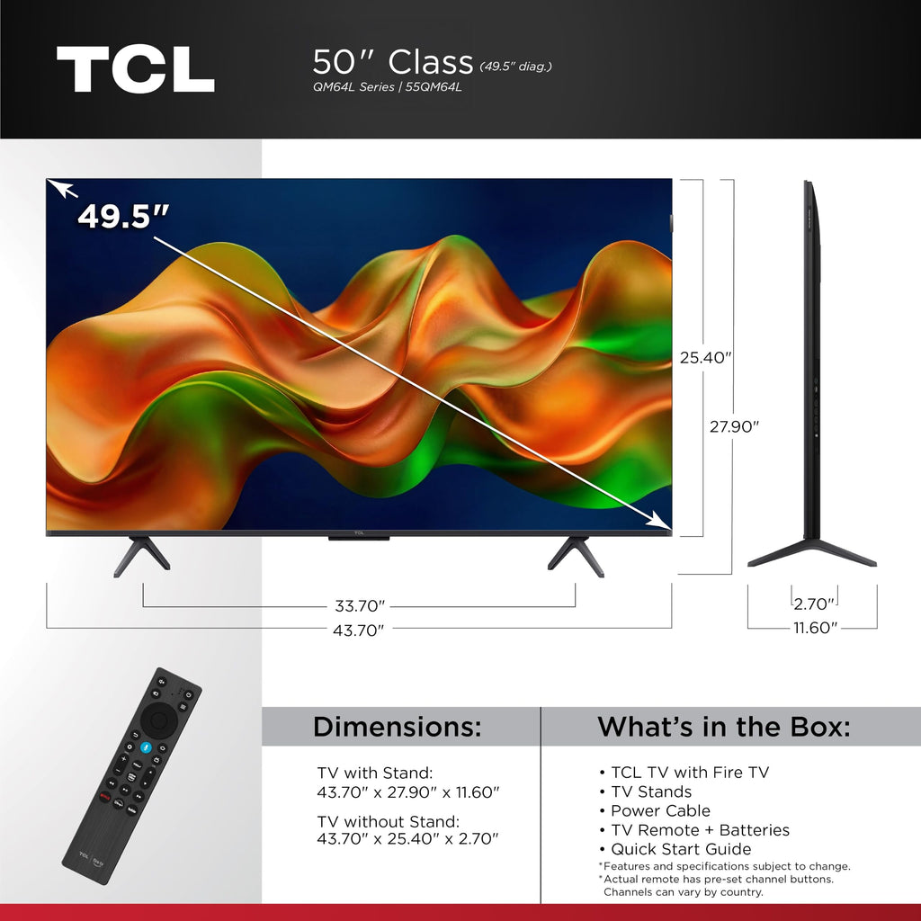 TCL 65-Inch QM64L Series | Mini LED QLED 4K HDR Gaming TV for Sports & Movies | 65QM64L, 2026 | 144Hz VRR, Dolby Vision Atmos, Alexa+ Voice Remote, Amazon Exclusive Smart Fire TV