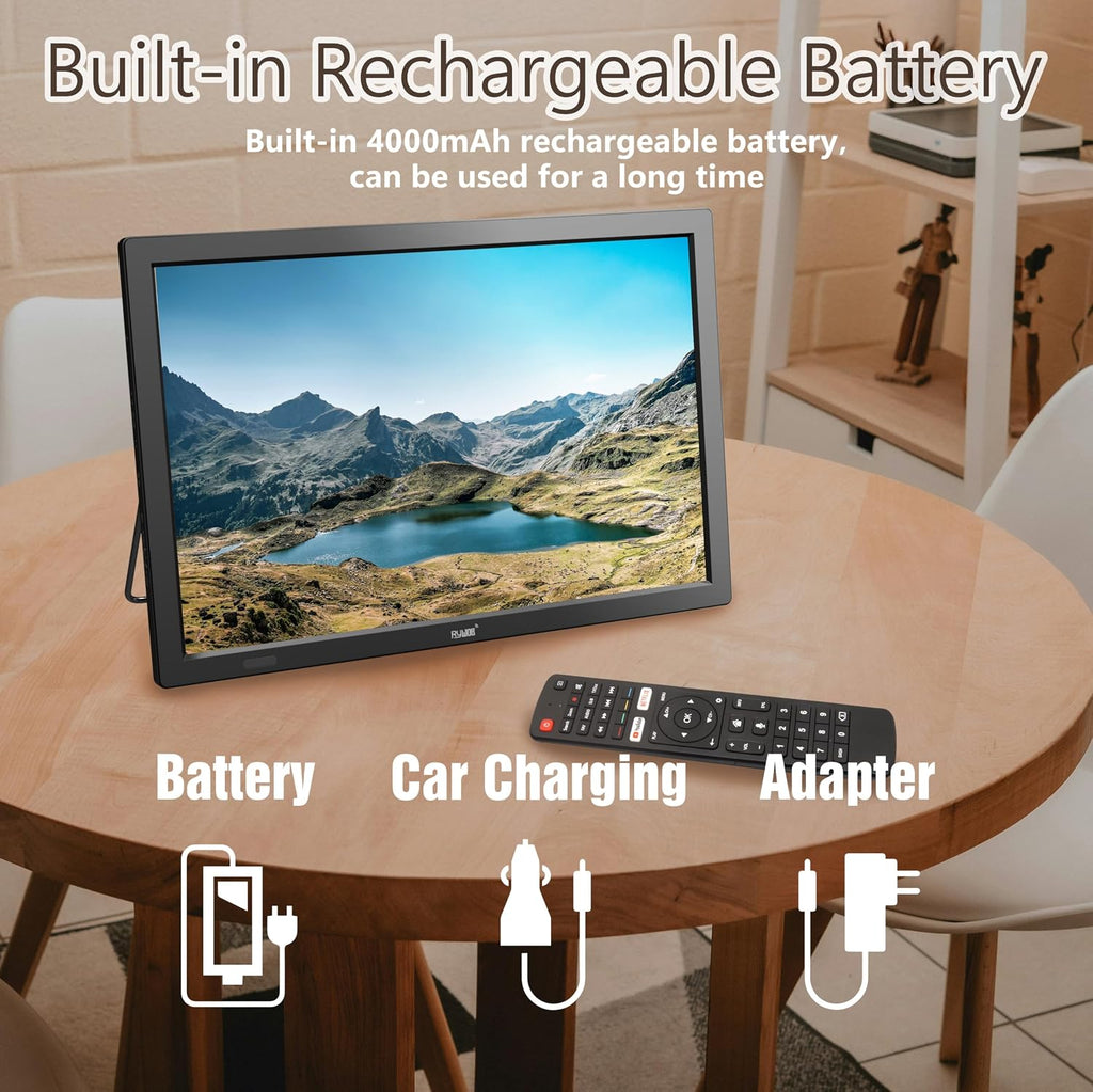 15.6" Small Smart TV,4000mAh Rechargeable Battery TV for Camping