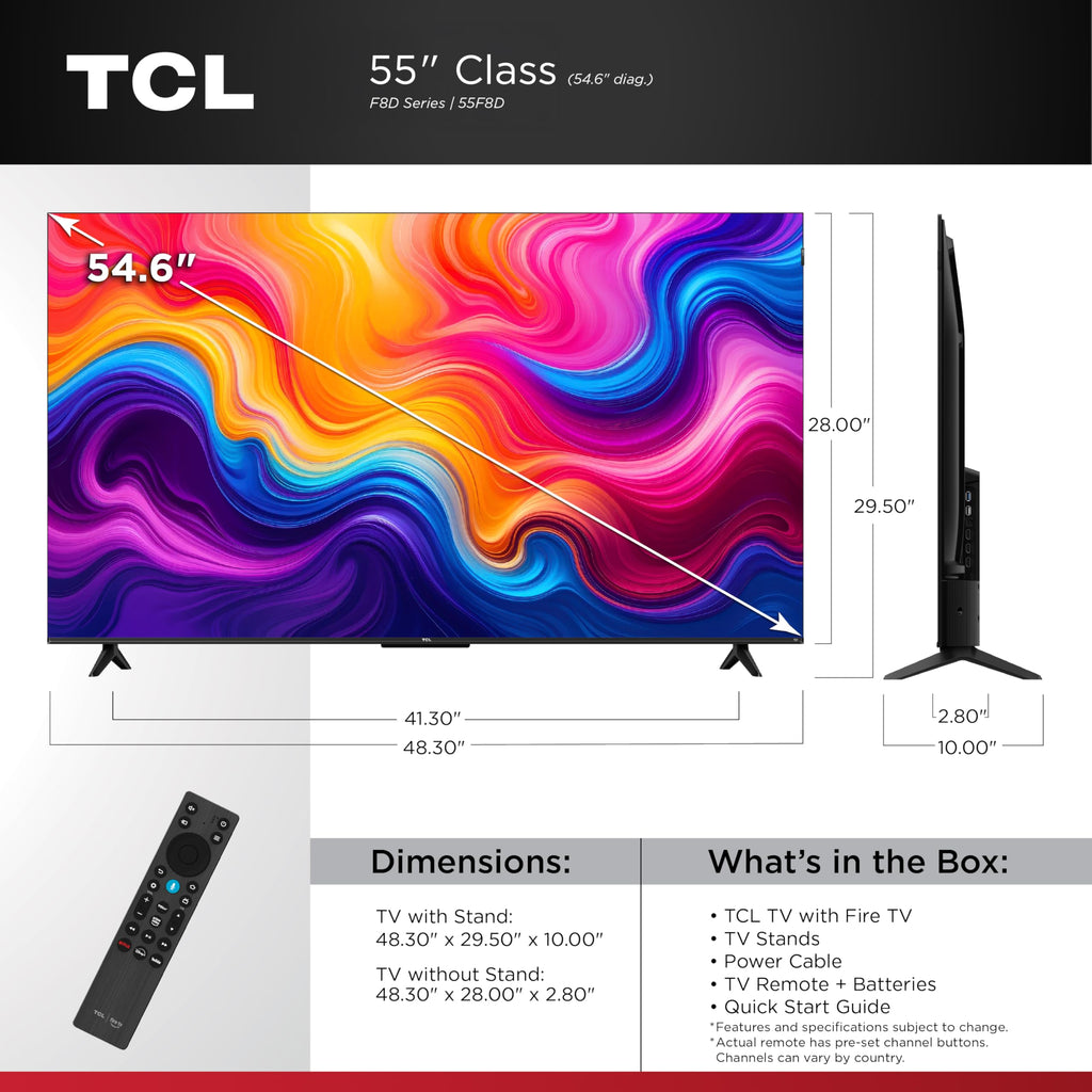 TCL 75-Inch F8D Series 4K QLED Smart TV (75F8D, 2026 Model) with Dolby Vision HDR and Dolby Atmos, Game Accelerator 288 and VRR for Sports and Gaming | Fire TV, Alexa+, 120Hz Refresh, LED Backlighting