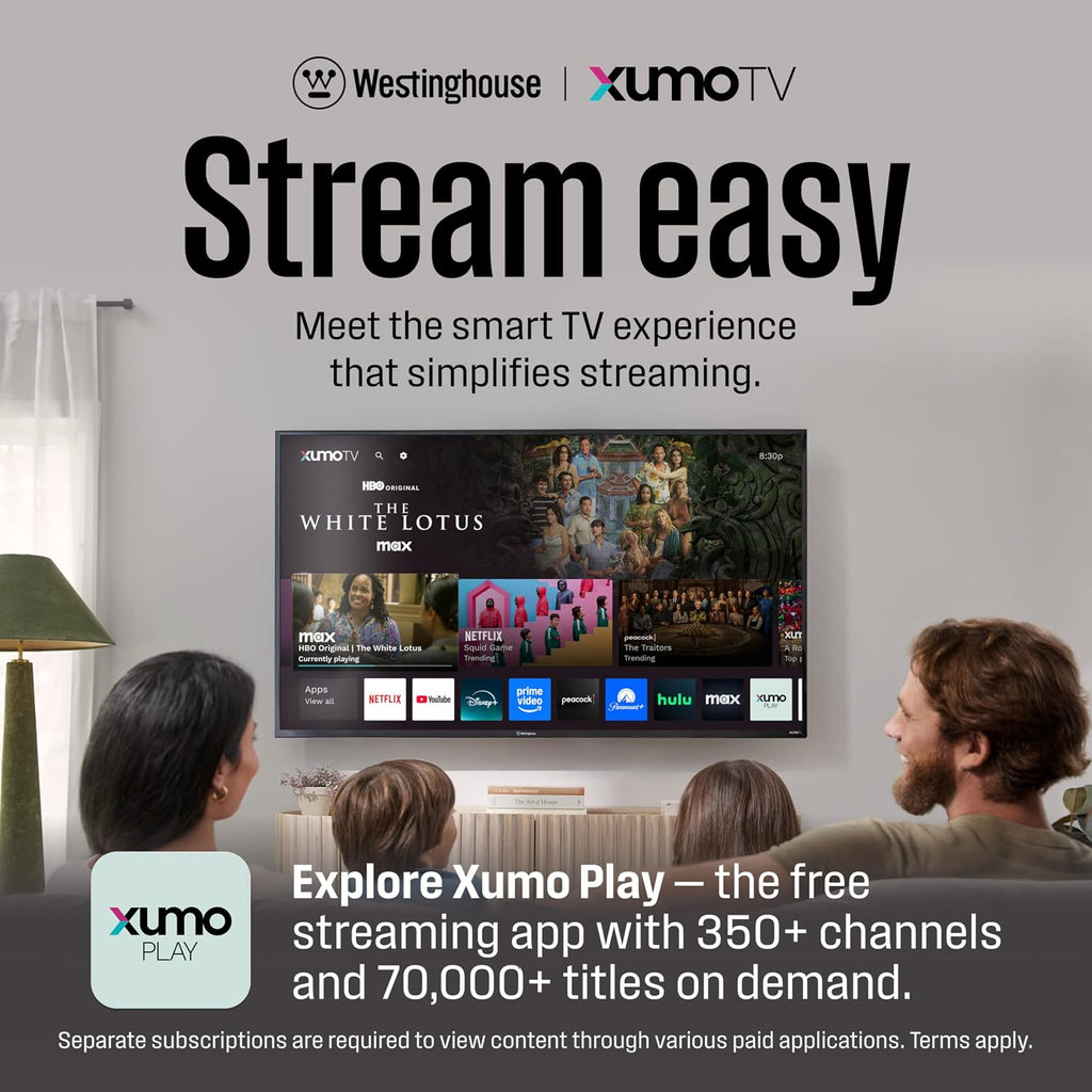 Westinghouse 24-inch Smart TV, HD Xumo TV with Full Function Voice Remote, Flat Screen Television w/Dolby Atmos, Bluetooth, Apple AirPlay, Wi-Fi & Mobile Connectivity