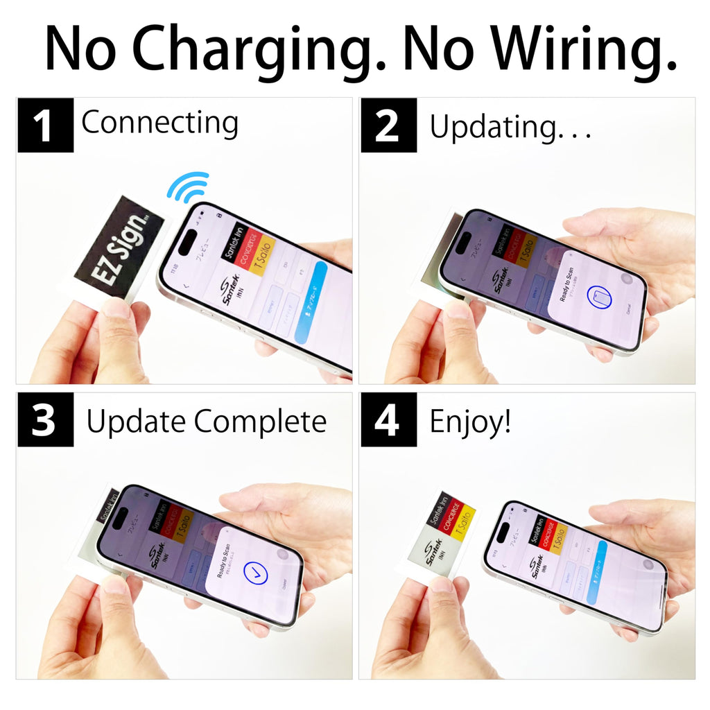[Santek] EZ Sign NFC E-Paper Display â No Battery, Ultra-Thin 0.13â, Rewritable 4-Color Digital Display, App-Controlled (iOS/Android/PC), IP65 (Silver, 2.9" 6pcs, No Stand and Clip Included)