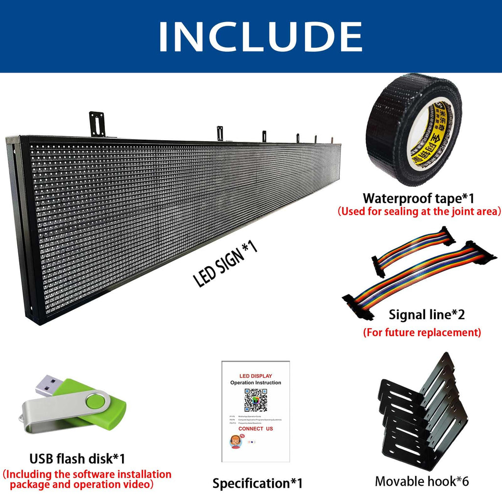 HS P10 77''x14'' Led sign Outdoor Digital Open Neon Programmable Scrolling