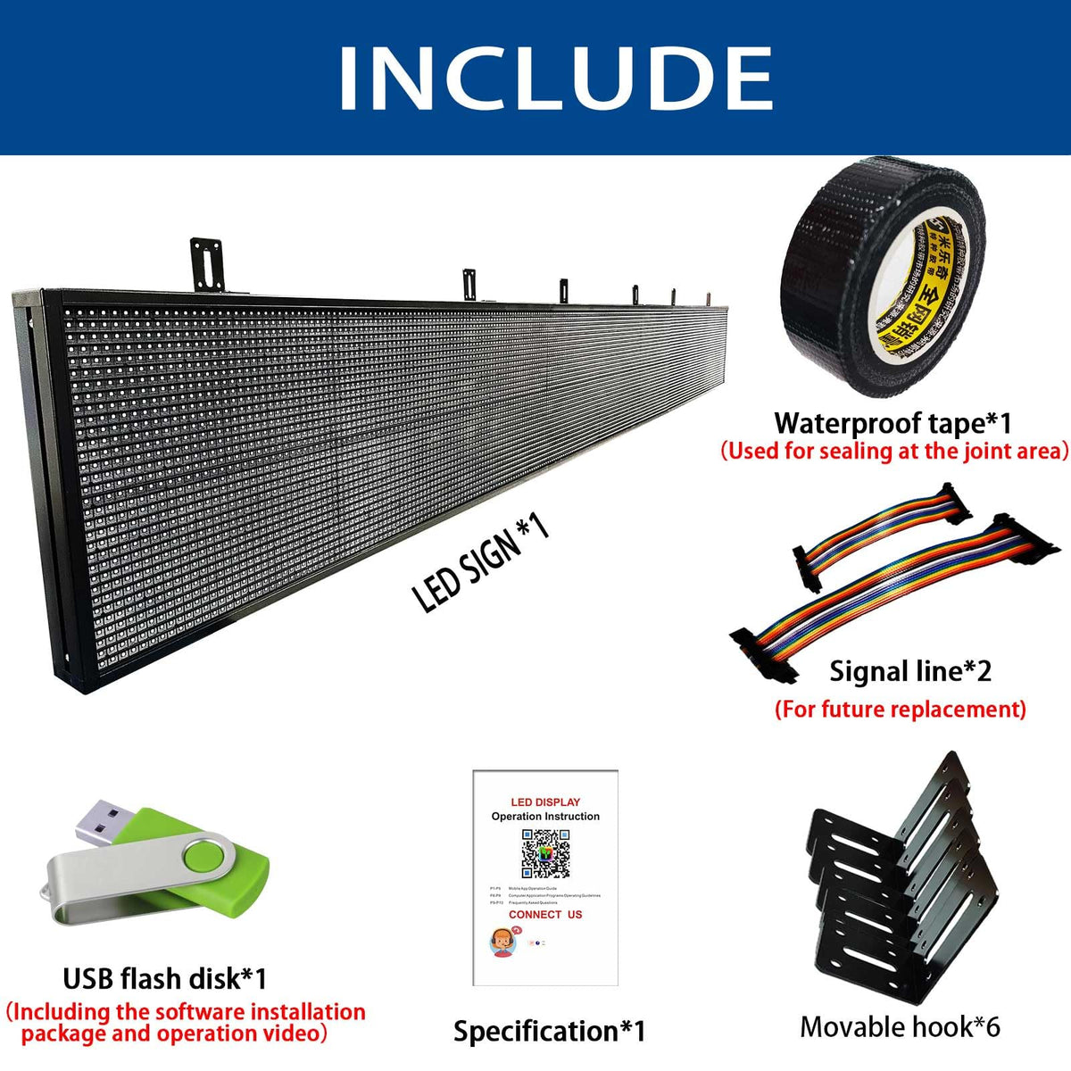 HS P10 77''x14'' Led sign Outdoor Digital Open Neon Programmable Scrolling
