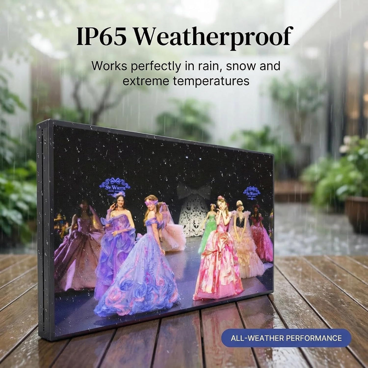 P5 Outdoor LED Sign 65"x34" Full Color Programmable Digital Display, 5000 Nits High Brightness IP65 Waterproof WiFi & USB Control, Scrolling Message Board for Business Advertising - Text/Image/Video