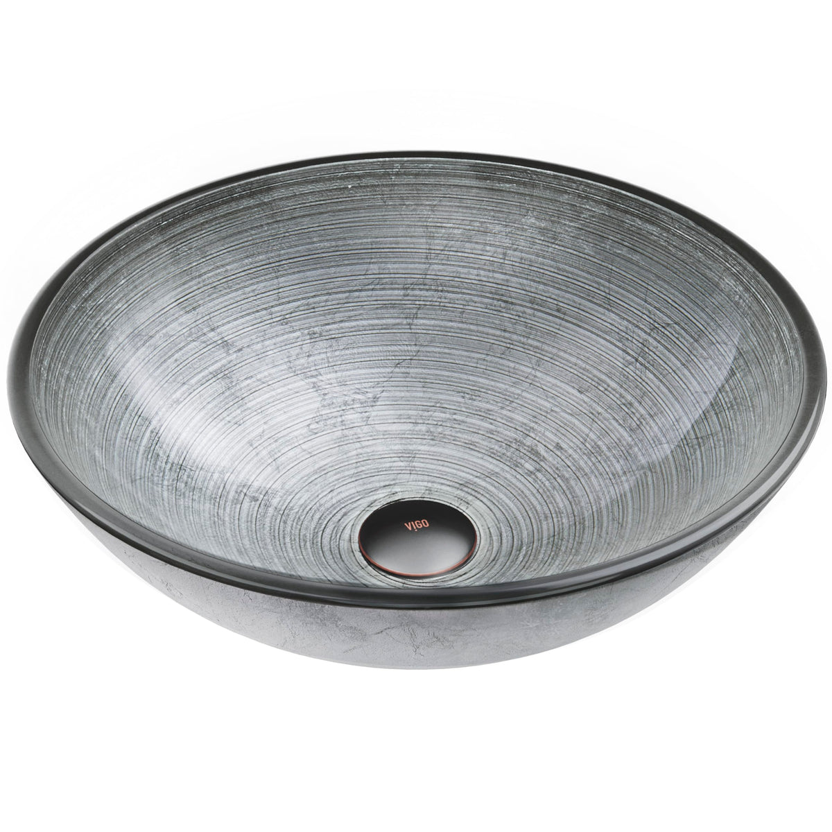 Vigo Vessel Sink Copper - 17â Artistic Round Bowl Sink for Bathrooms, Tempered Glass Above Counter Bathroom Sink with NonStickShield, QuickDrain & TempGuard, Modern Luxury Design
