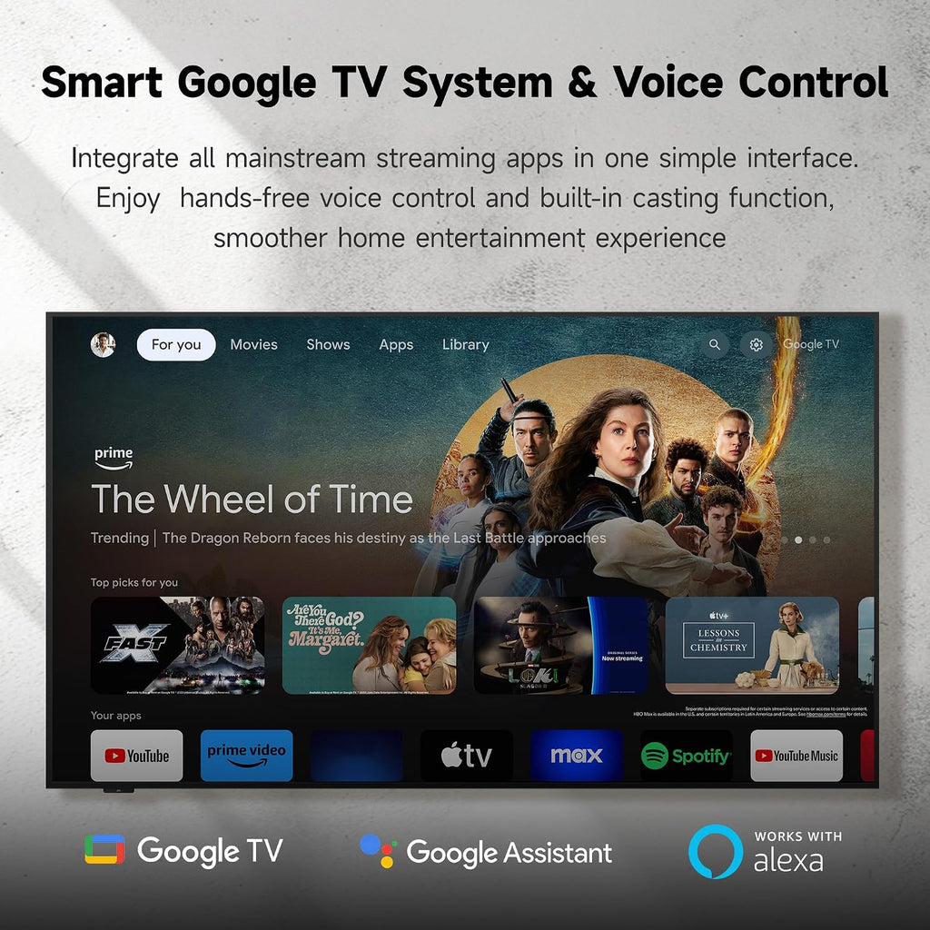 iFFALCON 65-Inch Class QLED 4K F75 Smart TV, Ultra-Slim 1.1'' Floating Picture Frame TV, Seamless Wall-Mount Installation | Dolby Vision IQ, 144Hz, Google TV, Alexa | Works w/Legacy Devices