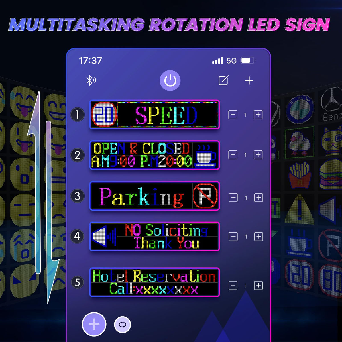 Rayhome 58''x8'' Large Multiple Programmable LED Sign, Full Color Bright Scrolling LED Signs, Bluetooth APP Control Custom Text Pattern Animation digital Display for Store Hotel Bar