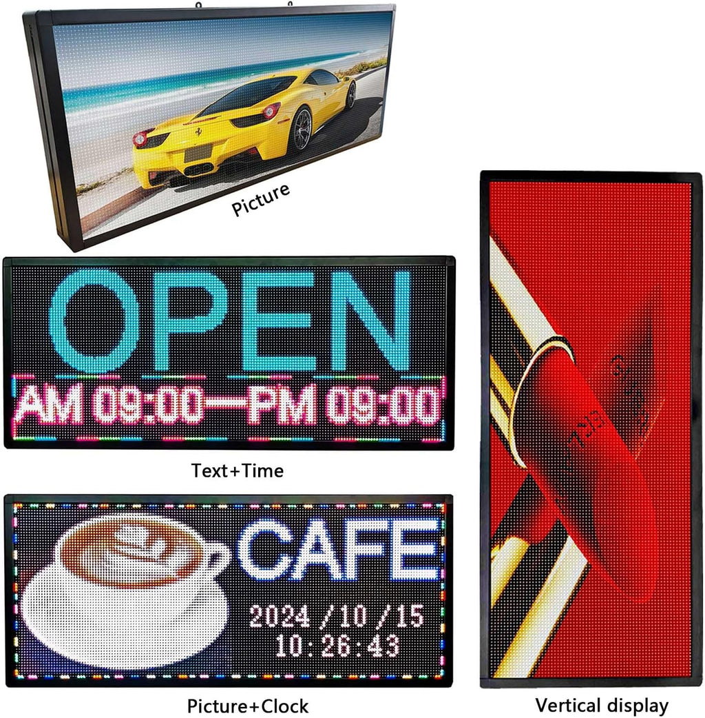 Led Sign Outdoor Programmable Scrolling Digital Open Neon P6 40''x17''