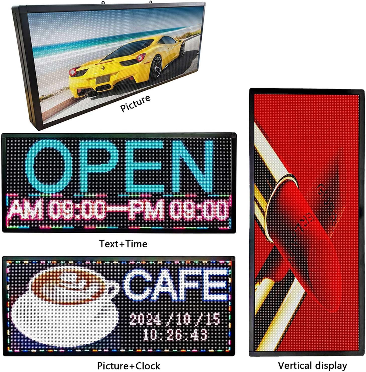 Led Sign Outdoor Programmable Scrolling Digital Open Neon P6 40''x17''