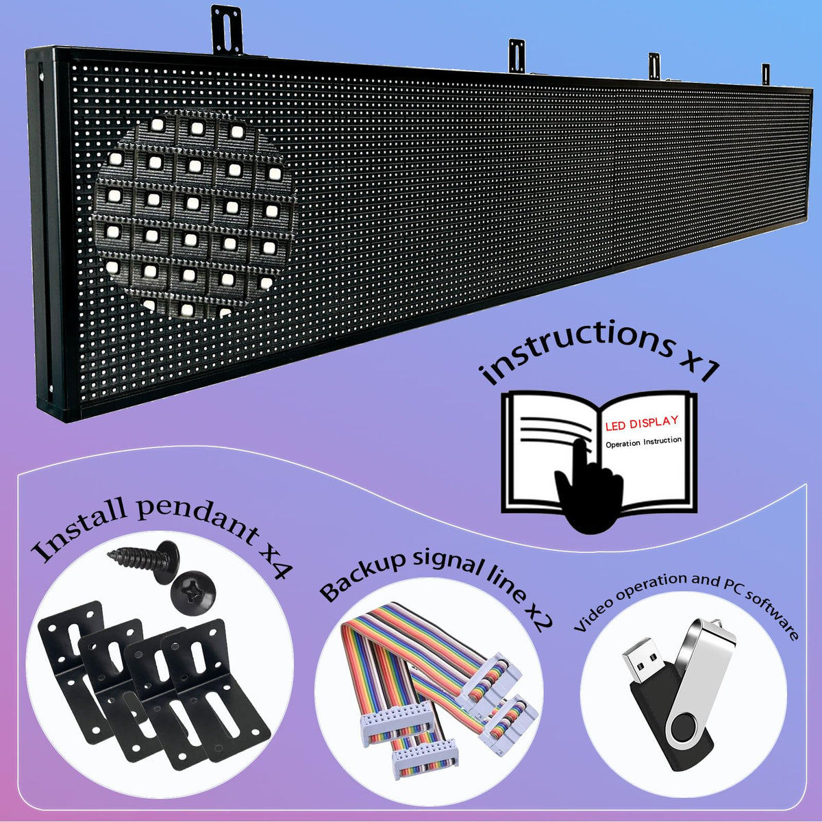 P6 Programmable Led Sign Custom Scrolling Outdoor Digital Signs For Businesses Display Screen Electronic Message Board Stock Ticker Advertising Pixel Led Panel Marquee 40"X17"