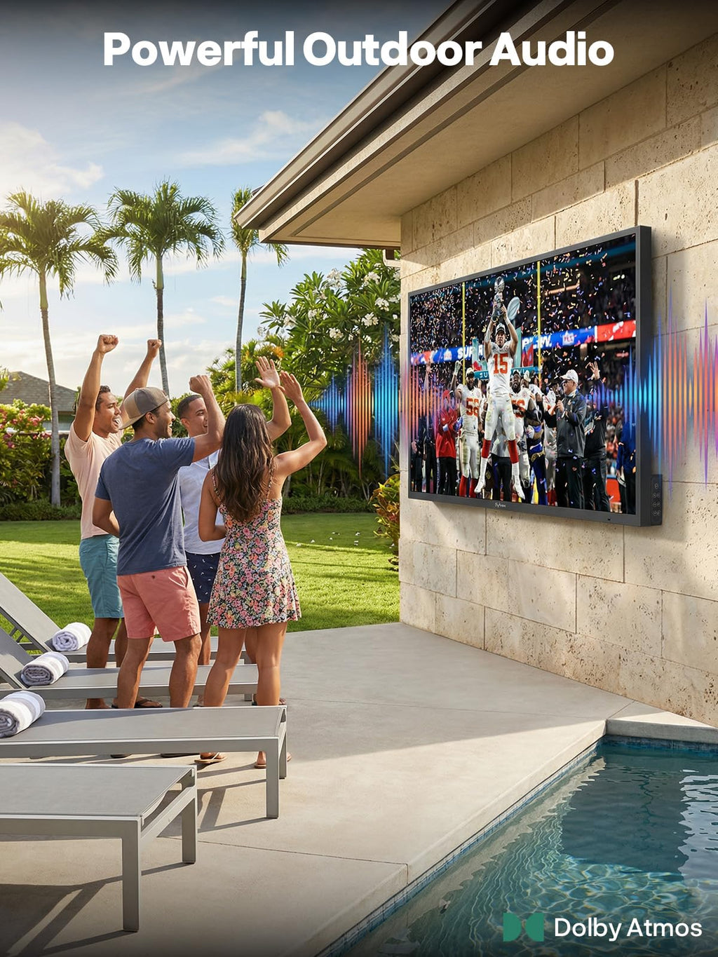 SYLVOX 75" QLED Outdoor TV, Smart Google TV, Anti-Glare 4K UHD, Dolby Atmos