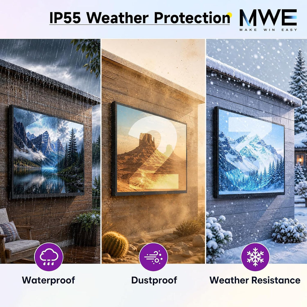 MWE 55 Inch Smart Outdoor TV, 2000 Nits, 4K UHD, IP55, webOS TV