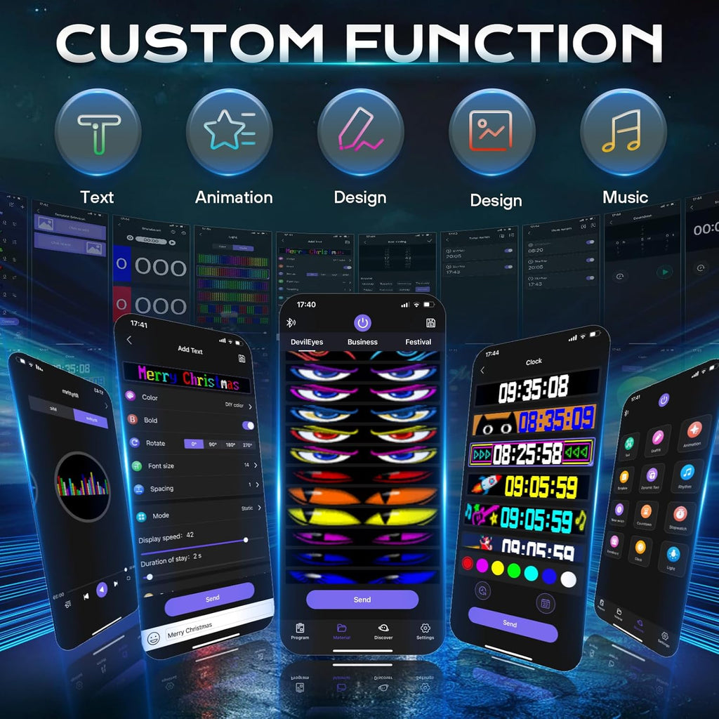 Rayhome 58''x8'' Large Multiple Programmable LED Sign, Full Color Bright Scrolling LED Signs, Bluetooth APP Control Custom Text Pattern Animation digital Display for Store Hotel Bar