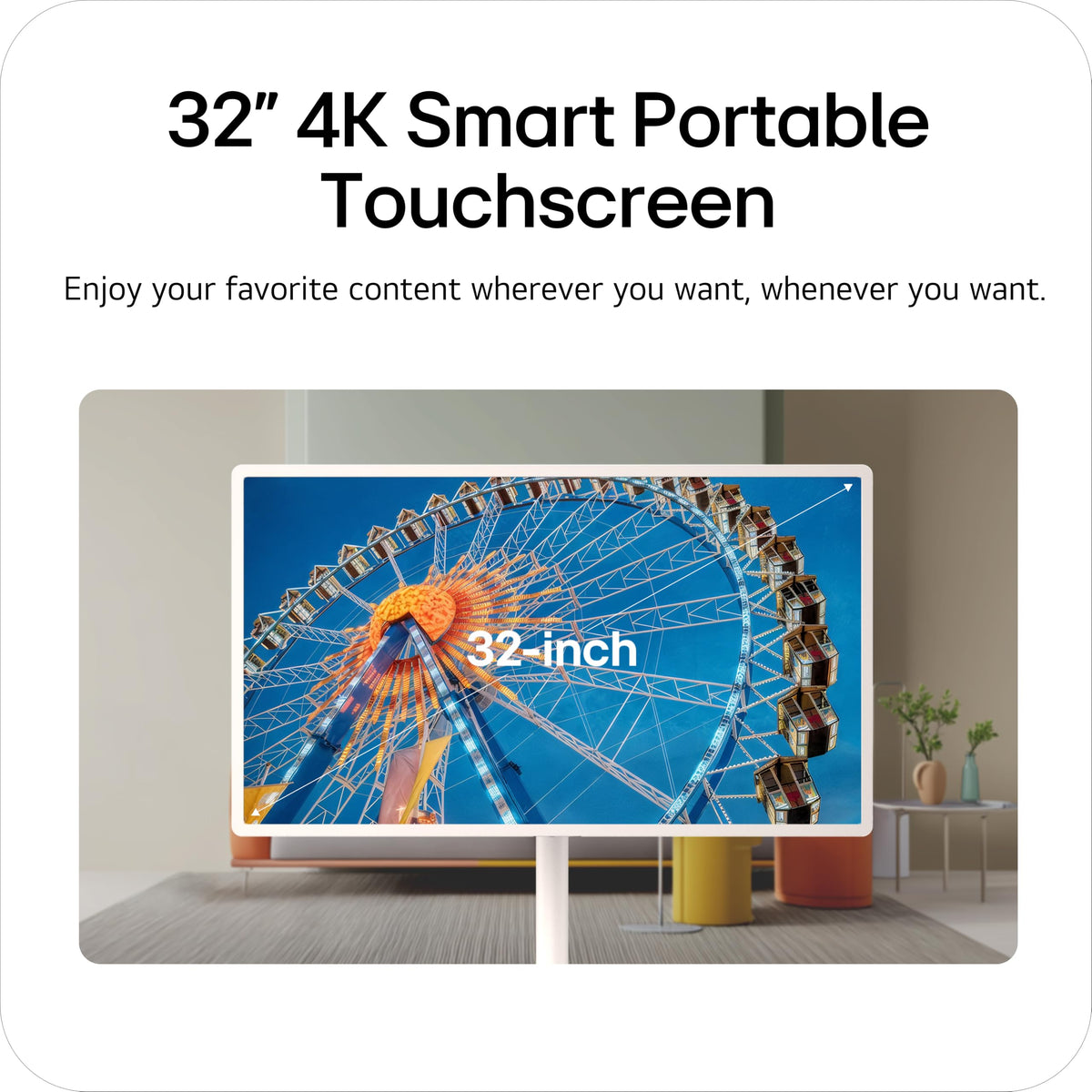 LG 27-Inch StanbyME 2 with Folio Cover, Portable Touch Screen TV, Dolby Vision, HDR10, Filmmaker Mode, Built-in Battery, Full Swivel Rotation (27LX6TYGA, 2025)
