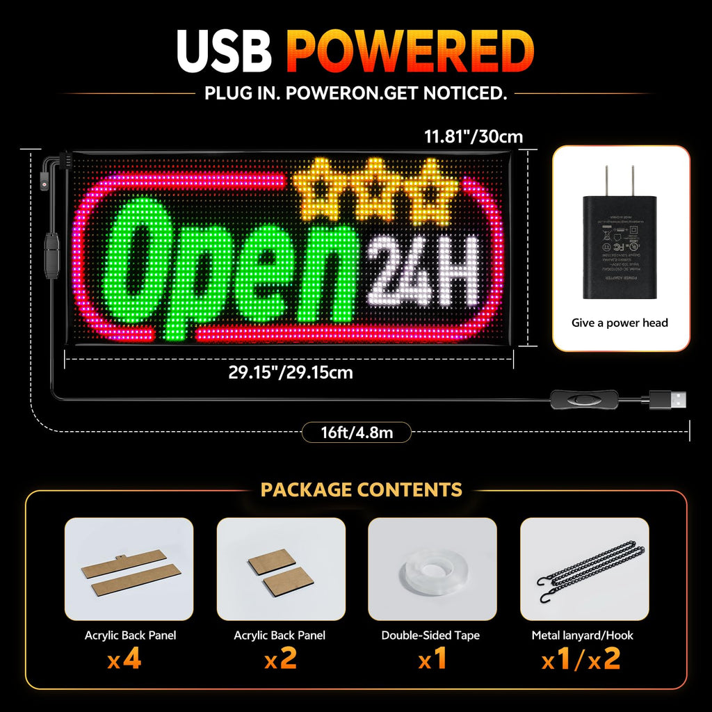 Rayhome 58''x8'' Large Multiple Programmable LED Sign, Full Color Bright Scrolling LED Signs, Bluetooth APP Control Custom Text Pattern Animation digital Display for Store Hotel Bar
