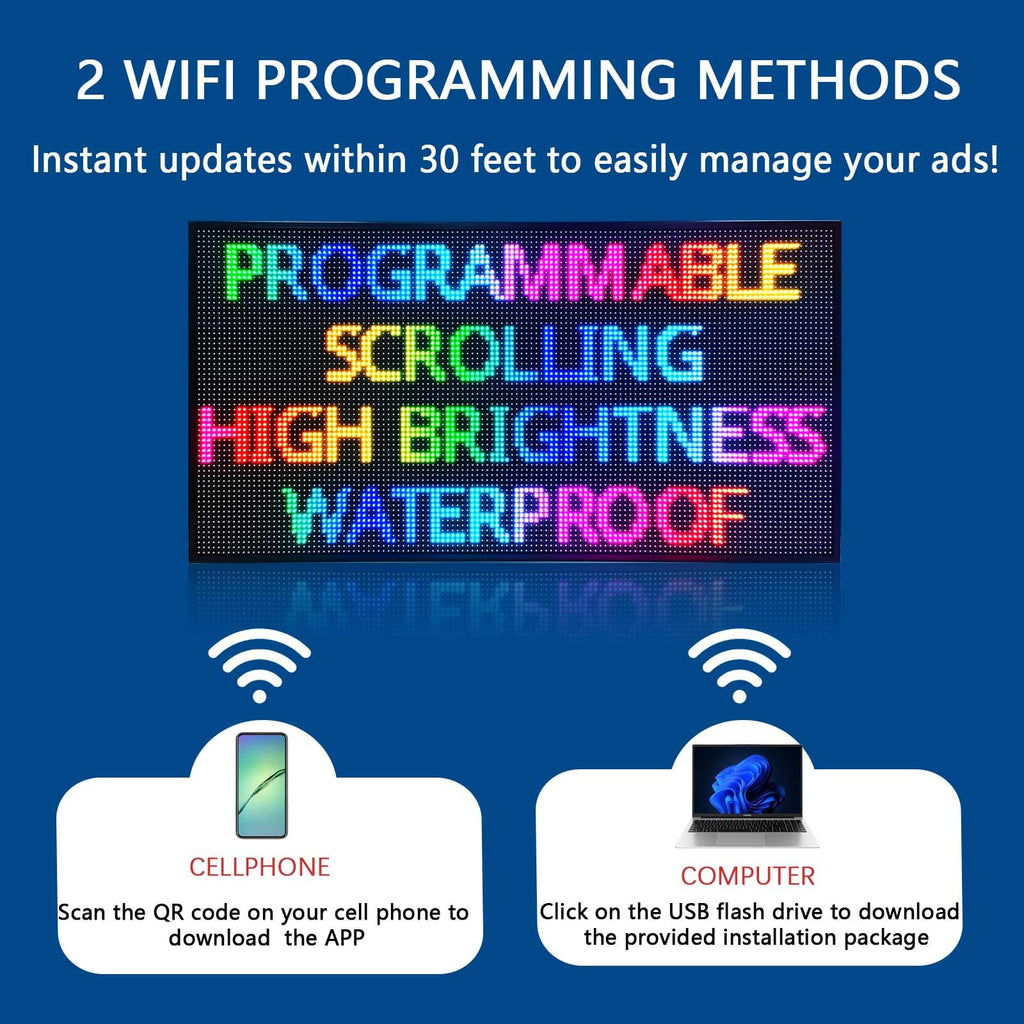HS P10 77''x14'' Led sign Outdoor Digital Open Neon Programmable Scrolling