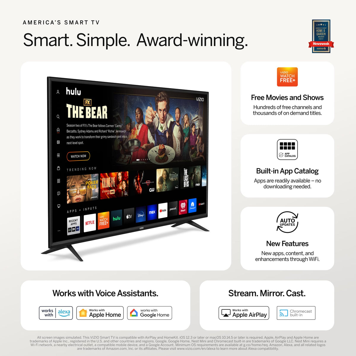 VIZIO 24-inch D-Series Full HD 1080p Smart TV with Apple AirPlay and Chromecast Built-in, Alexa Compatibility, D24f4-J01, 2021 Model