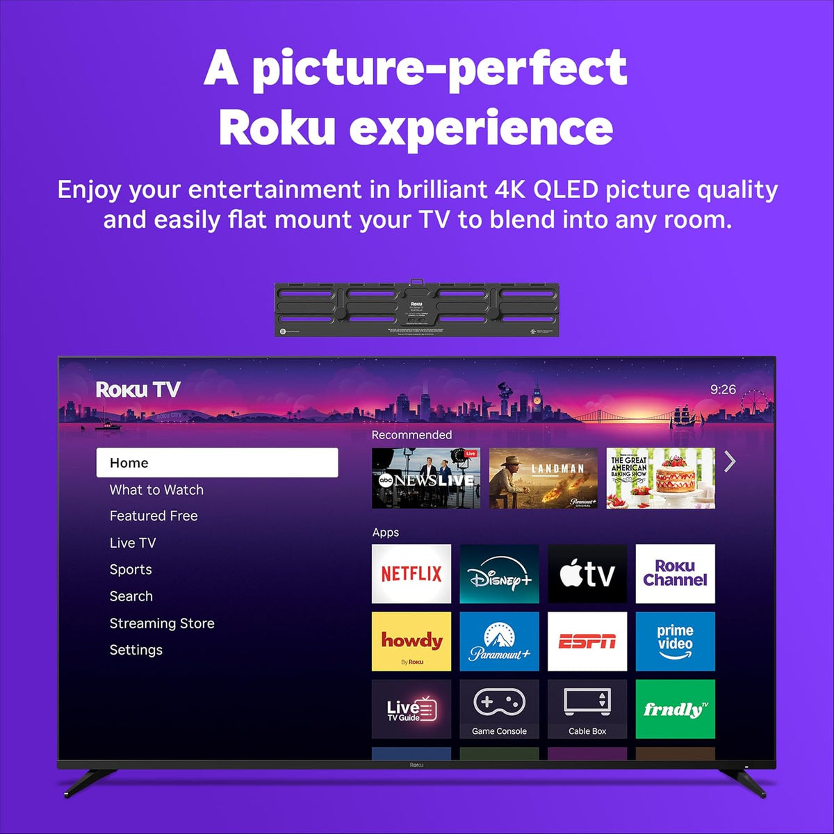 Roku Smart TV â 65-Inch Pro Series, Mini-LED TV â RokuTV with Backlit Voice Remote Pro â Flat Screen 4K QLED Wall Mount Kit for 65-Inch Pro Series TV - Ultra-Slim with Minimalist