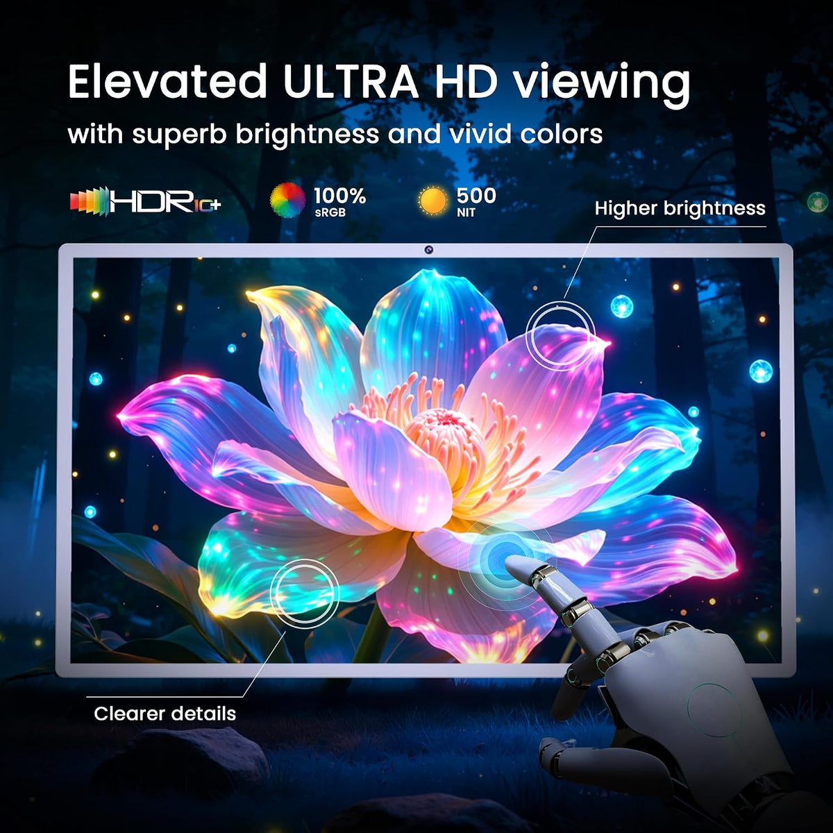 Bisprico 32" Portable Smart TV on Wheels, Qualcomm CPU, EDLA-Certified, Built-in 22000mAh Battery, 16+128GB, Android 14 OS Rolling Tablet TV, Full Swivel Rotation, Remote Control, 13MP Webcam