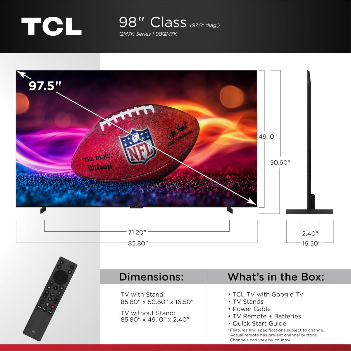 TCL 115-Inch QM7K QLED 4K Smart QD-Mini LED TV (Renewed)