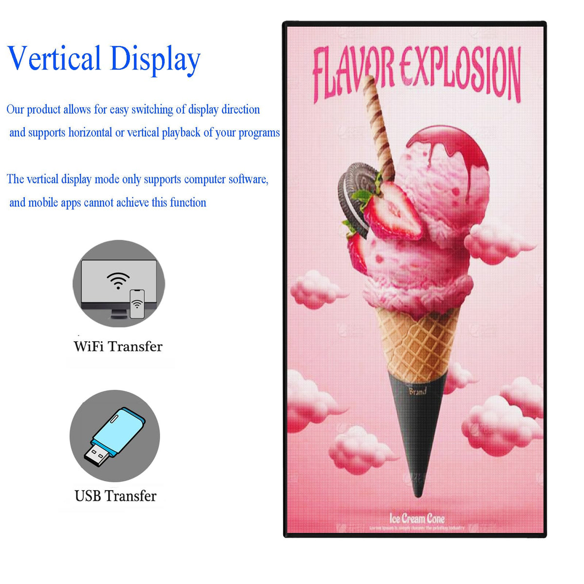 LED Advertising Sign,P5 39x14 Inches Full Color Programmable Digital Board, High Brightness Scrolling Message Display with WiFi & USB Control for Business Promotion