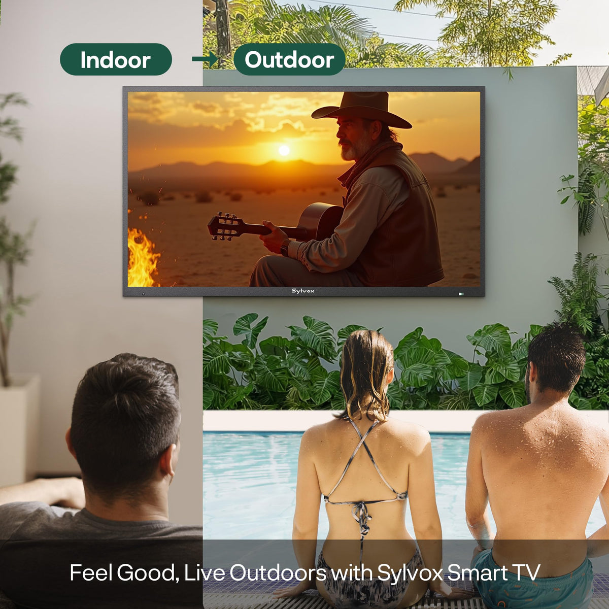 SYLVOX 75" QLED Outdoor TV, Smart Google TV, Anti-Glare 4K UHD, Dolby Atmos