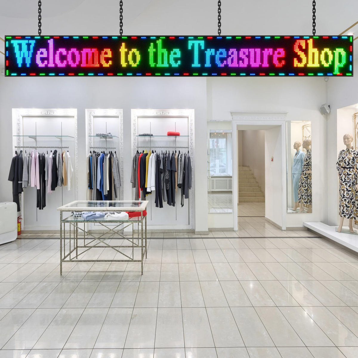 Outdoor P10 LED Message Sign 39"x14" Waterproof High Brightness WiFi Programmable Scrolling Text Display Board for Business, Storefront, Restaurant, Church, Events