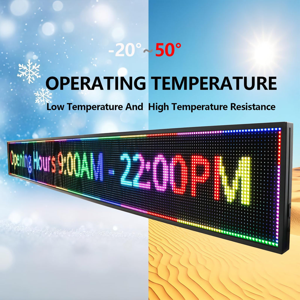 P10 Programmable LED Sign, 40"x14" Scrolling LED Sign for Business, Waterproof LED Display with WIFI & USB Control, 96x32 Pixels SMD Technology Digital Advertising Sign for Shop, Hotel, Store, Restaurant