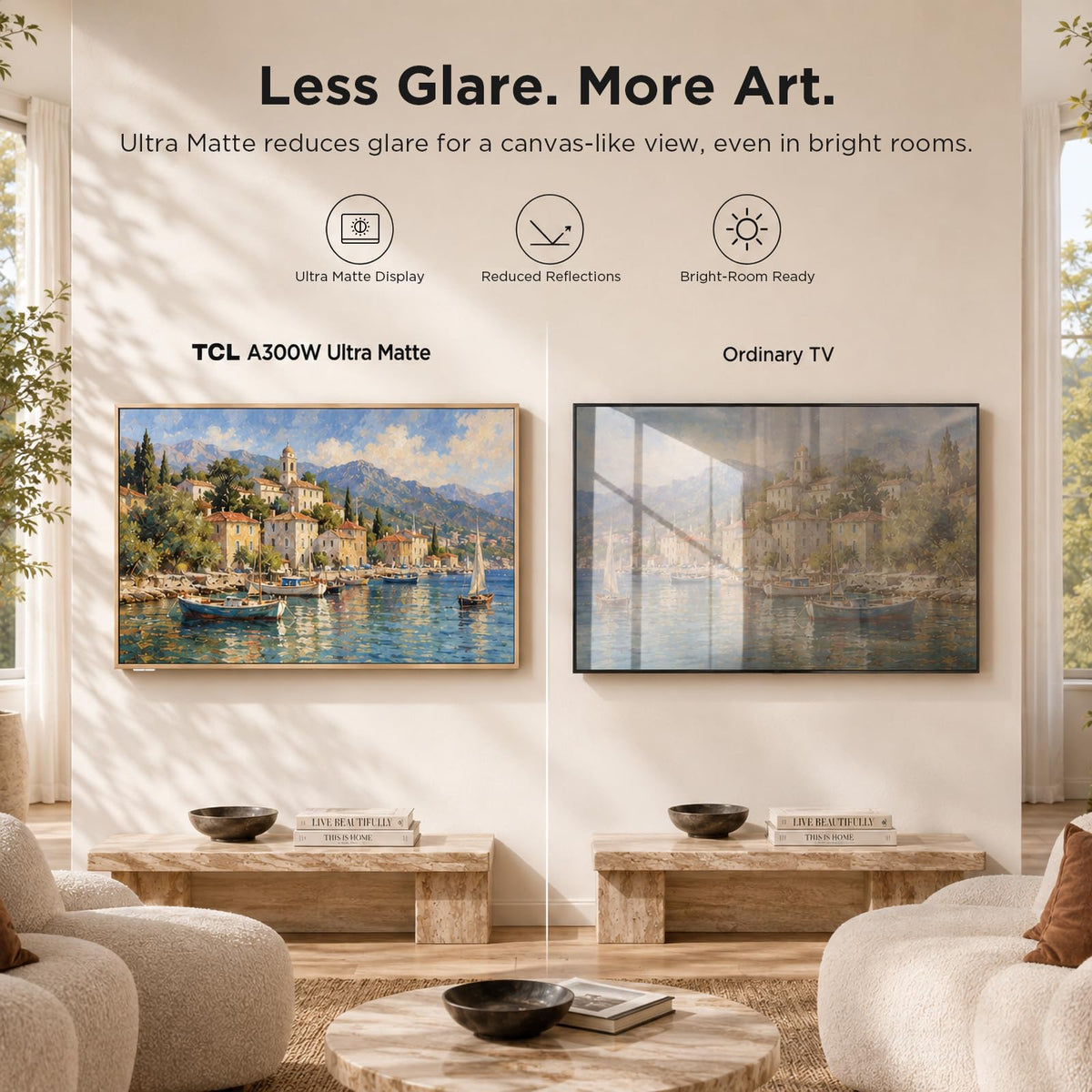 TCL 55" NXTVISION Series Picture Frame TV, Google Smart TV QLED 4K, 55A300W