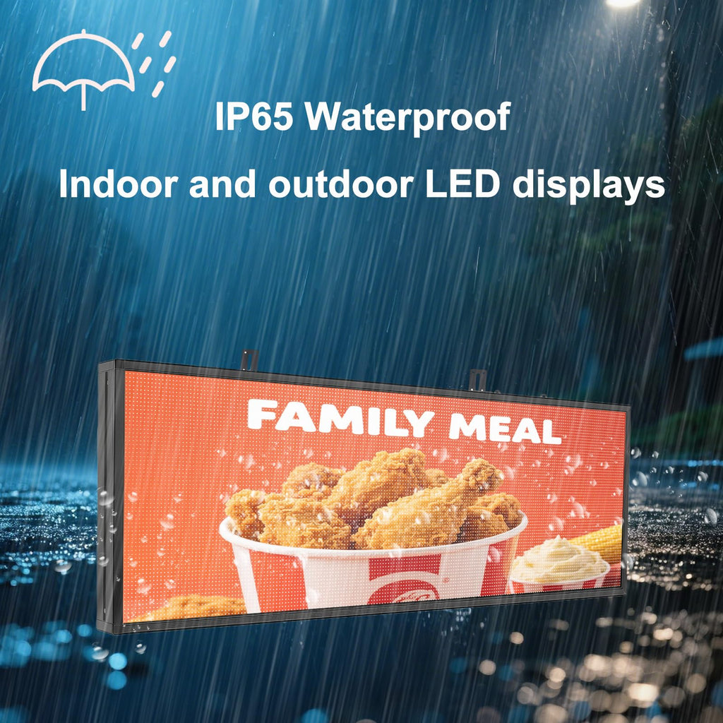 P3 Full Color Programmable LED Sign, IP65 Outdoor, WiFi Control, Support Custom Video, Electronic Message Board for Business, 40''Ã17''