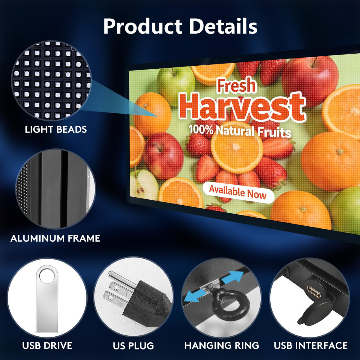 P5 Programmable LED Signs 65"x34" IP65 Waterproof Outdoor Digital Display with WiFi & USB Control, Full-Color 320Ã160 SMD Scrolling Text/Image/Video Advertising Board for Business