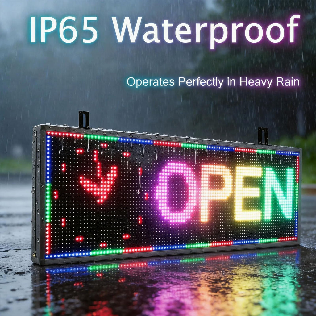 P6 Programmable Led Sign Custom Scrolling Outdoor Digital Signs For Businesses Display Screen Electronic Message Board Stock Ticker Advertising Pixel Led Panel Marquee 40"X17"