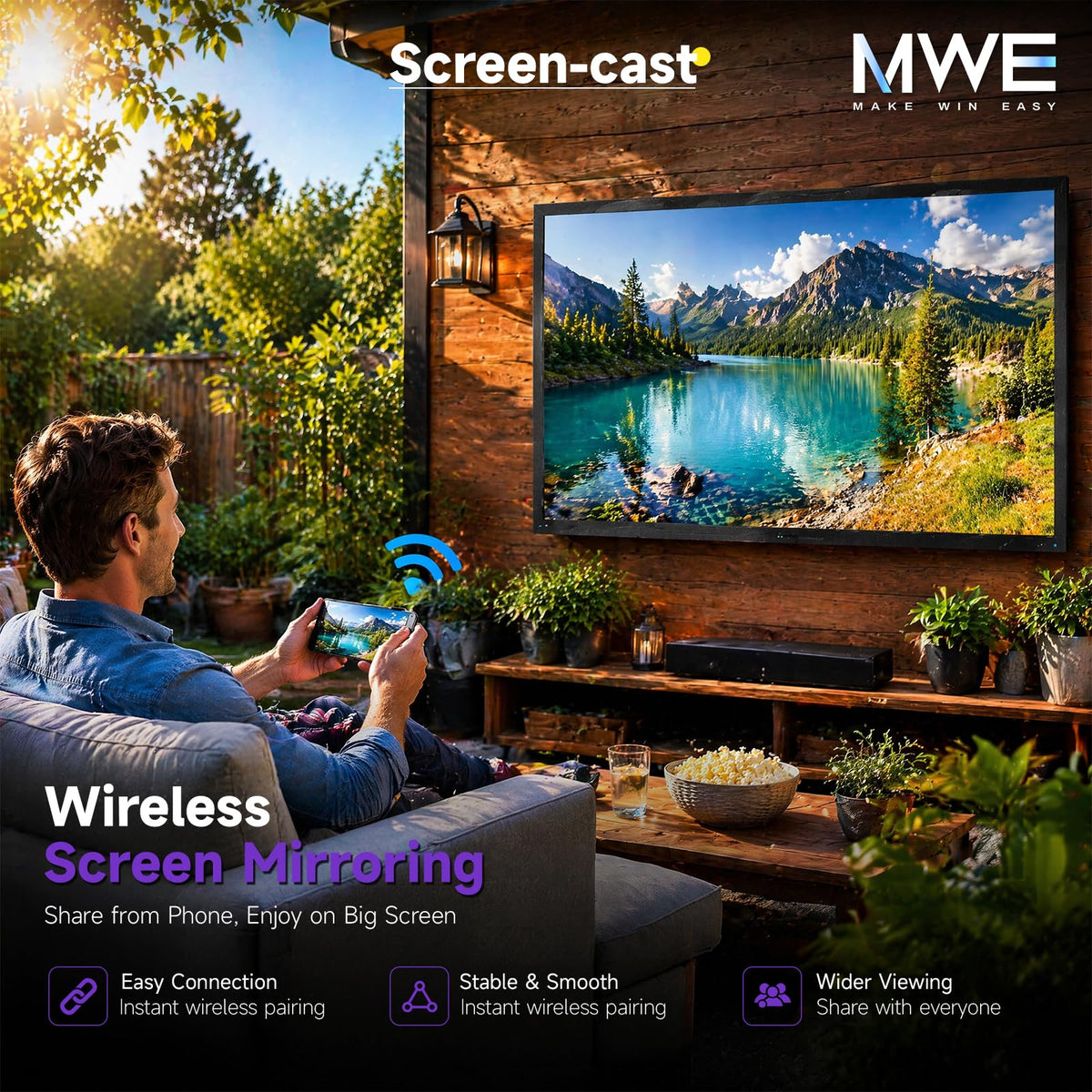 MWE 55 Inch Smart Outdoor TV, 2000 Nits, 4K UHD, IP55, webOS TV
