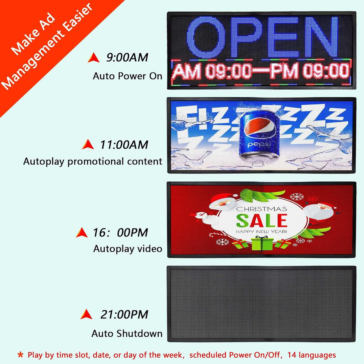 Led Sign Outdoor Programmable Scrolling Digital Open Neon P6 40''x17''