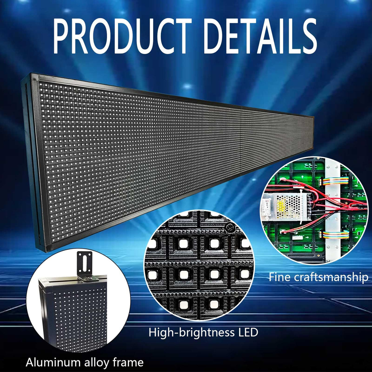 HS P10 77''x14'' Led sign Outdoor Digital Open Neon Programmable Scrolling