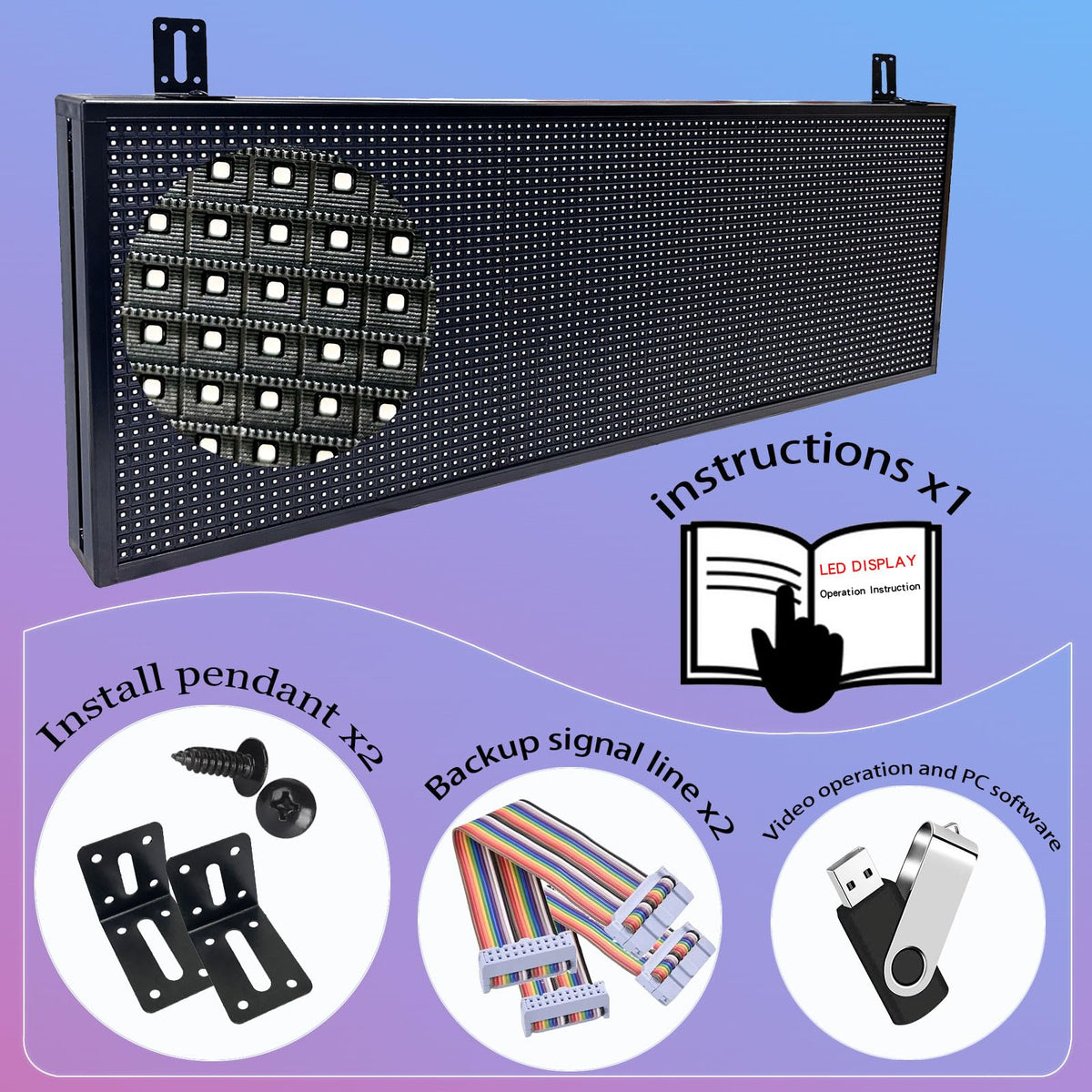 P6 Programmable Led Sign Custom Scrolling Outdoor Digital Signs For Businesses Display Screen Electronic Message Board Stock Ticker Advertising Pixel Led Panel Marquee 40"X17"