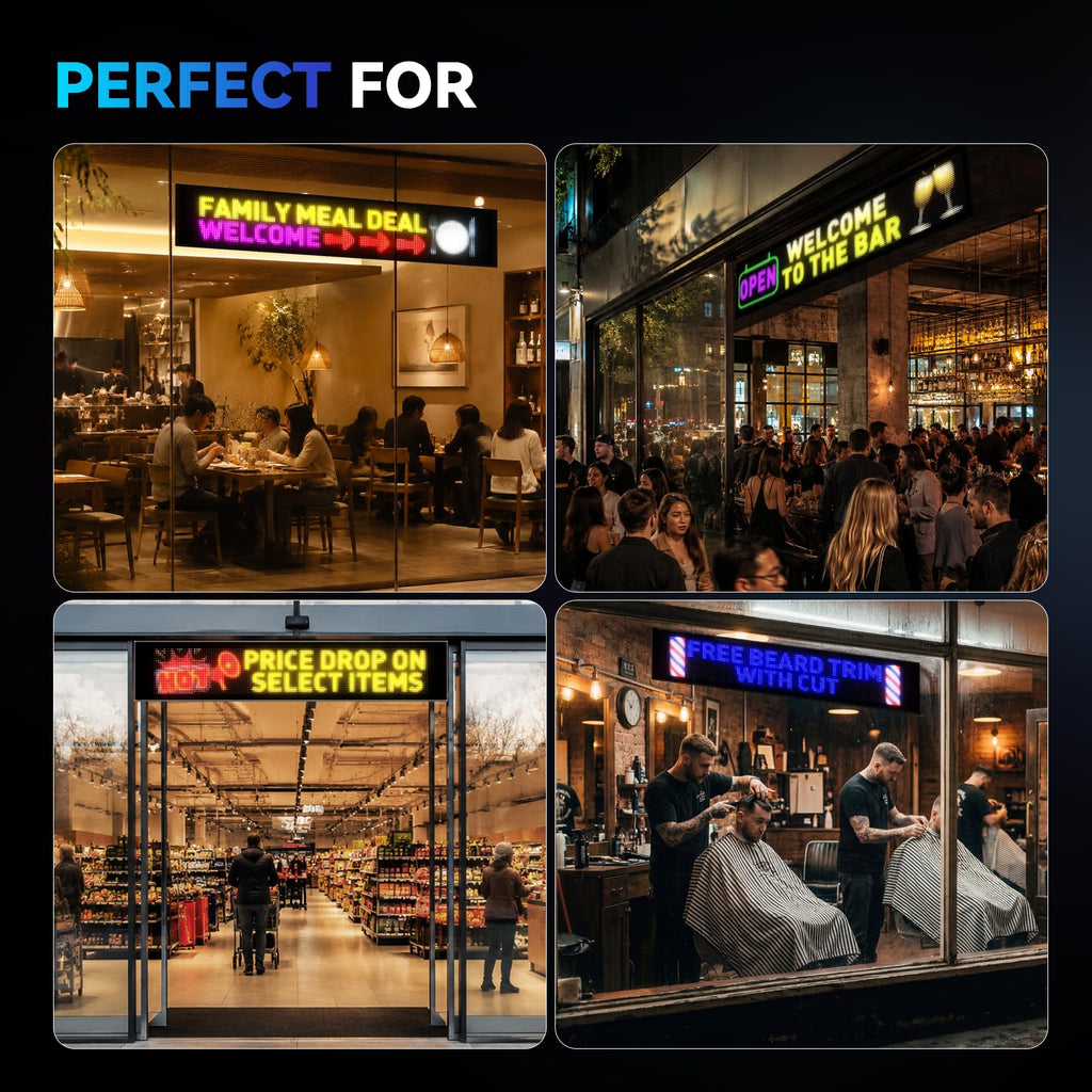 KJOY Bright Large Programmable LED Sign, 77''x8'' Flexible Scrolling LED Sign, Bluetooth App Control Custom Text Digital LED Display for Store, Schools, coffee, shop, Hotel